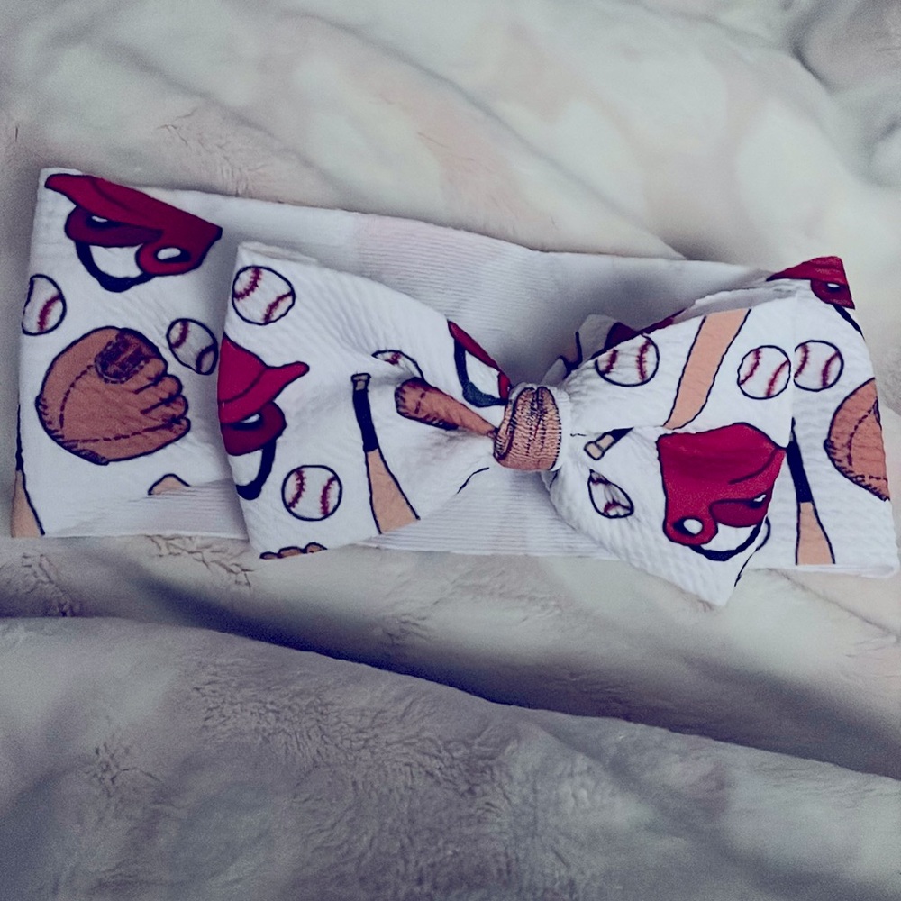 Baseball headband bow